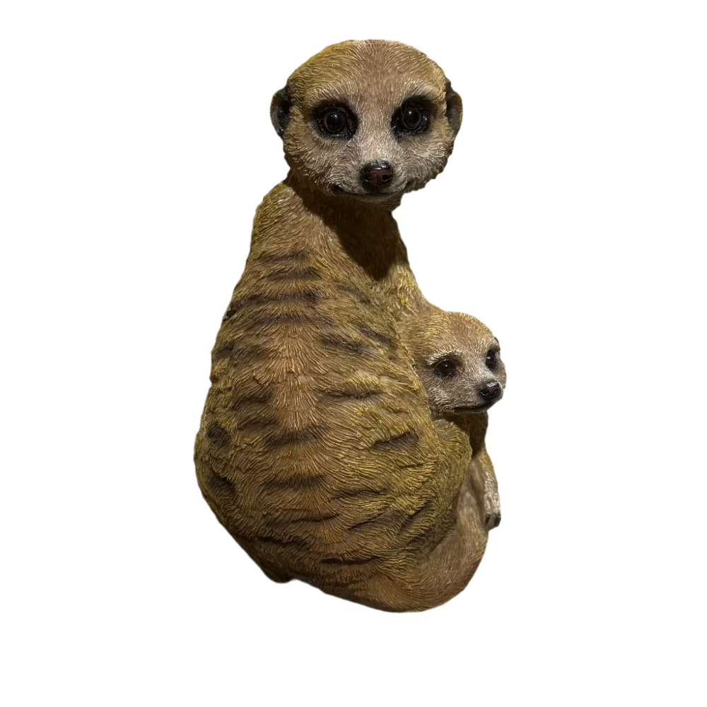 Mother and baby Meerkat on lookout