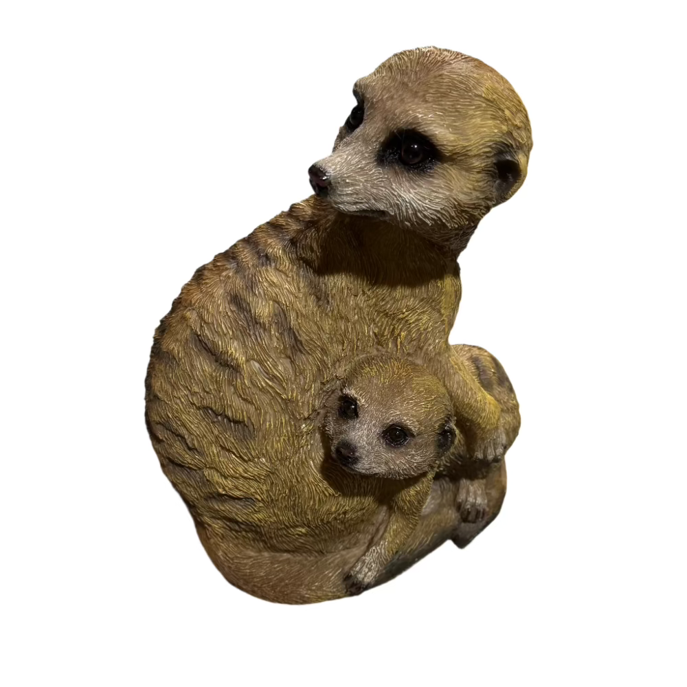 Mother and baby Meerkat on lookout