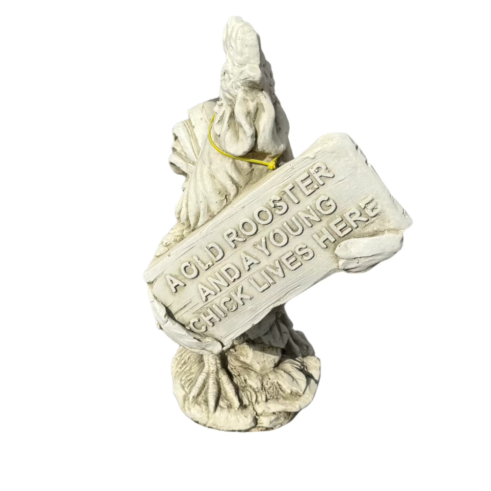 Old Rooster & Young Chick Statue