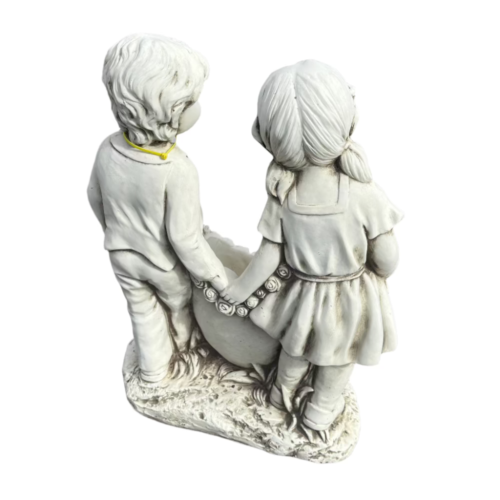 Boy and Girl with Heart Planter