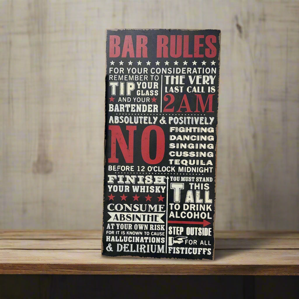 Wall Deco Bar Rules 40x80cm