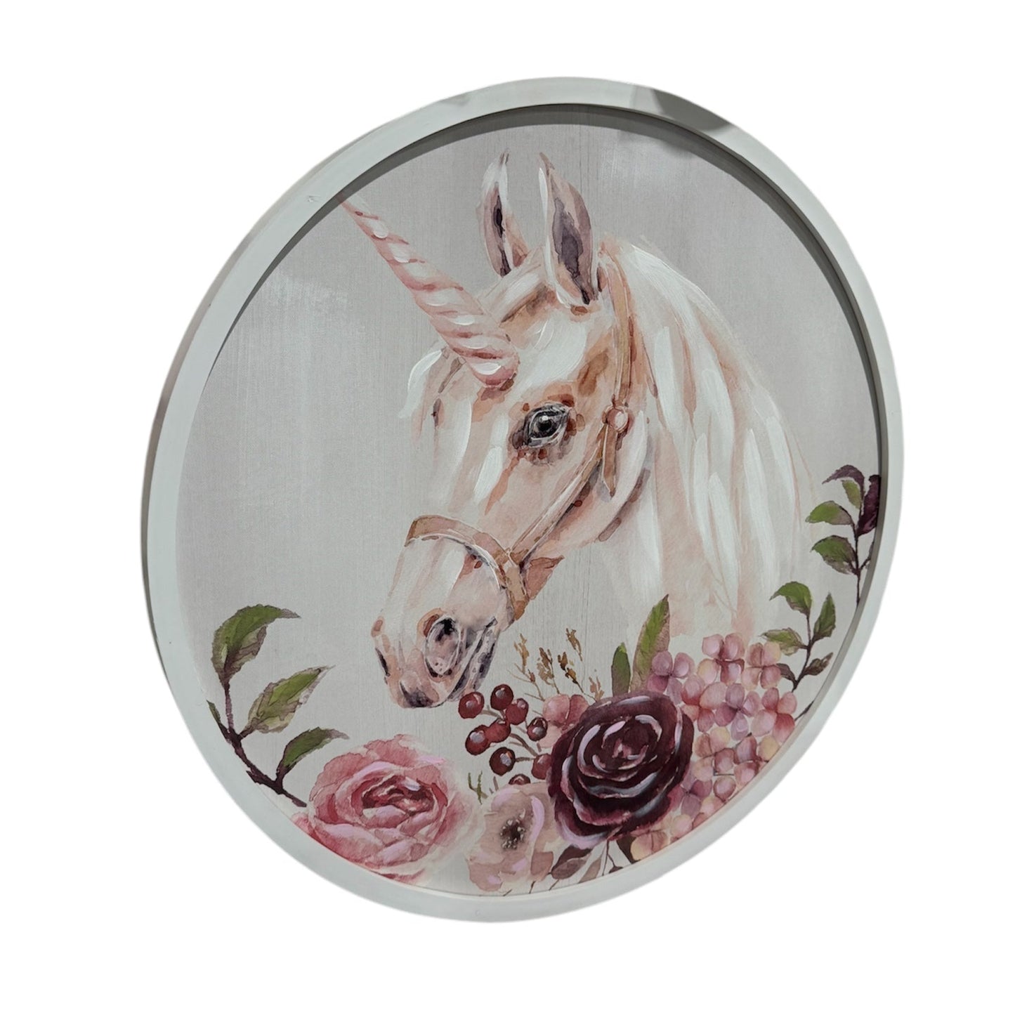 Unicorn Round Wooden Picture