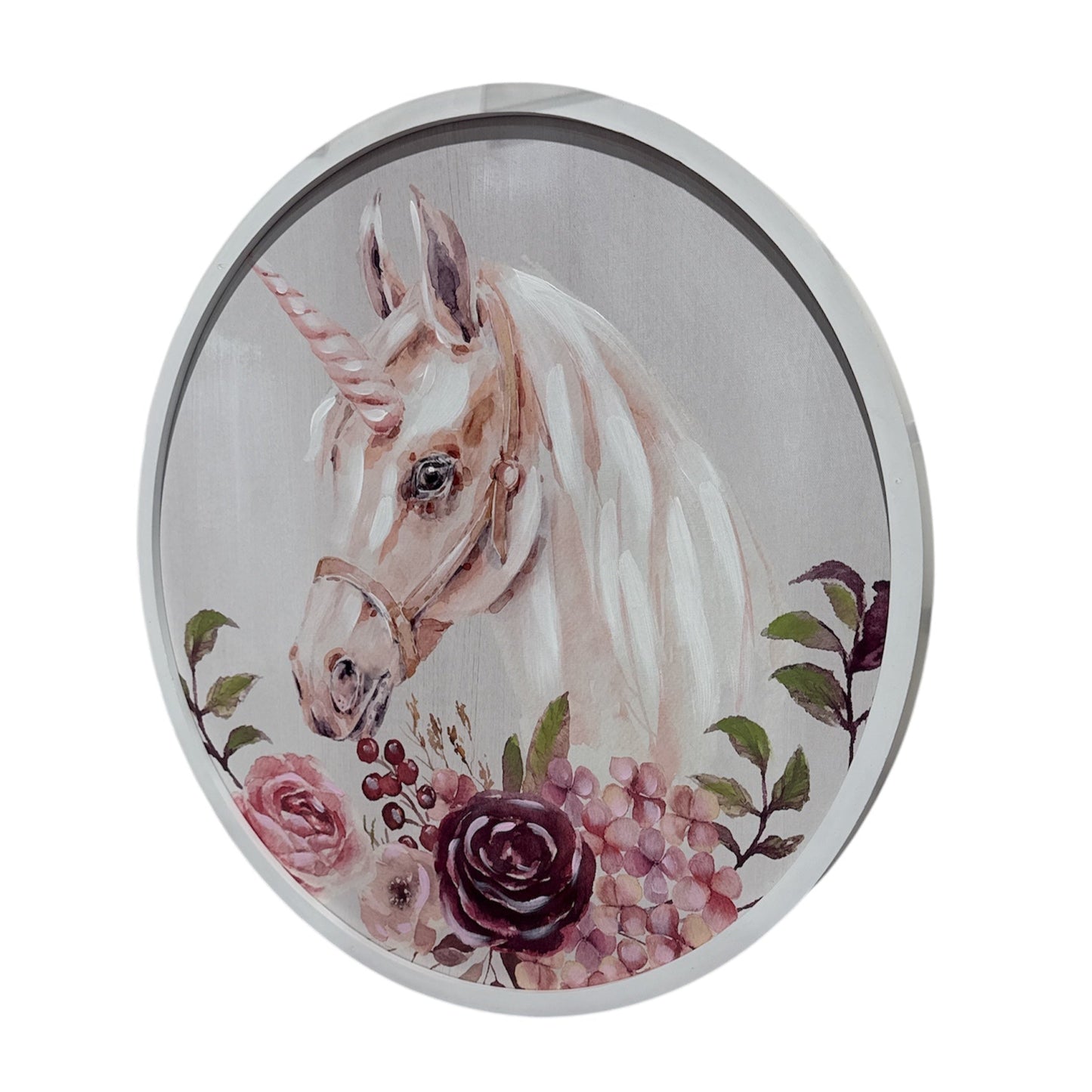 Unicorn Round Wooden Picture