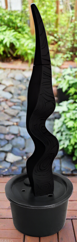 Tall Abstract Fountain With Base Black