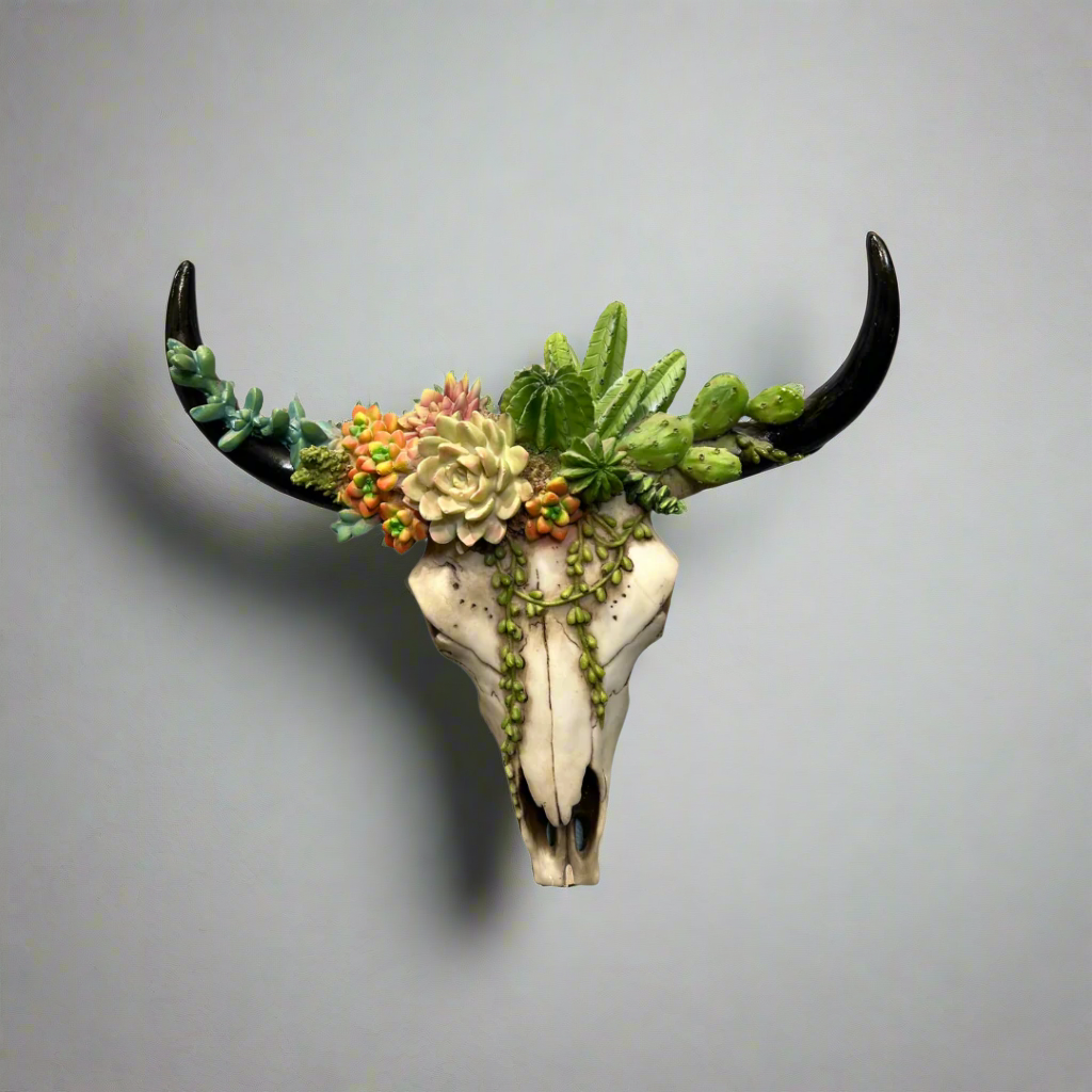 Cactus Cow Skull Wall Hanger