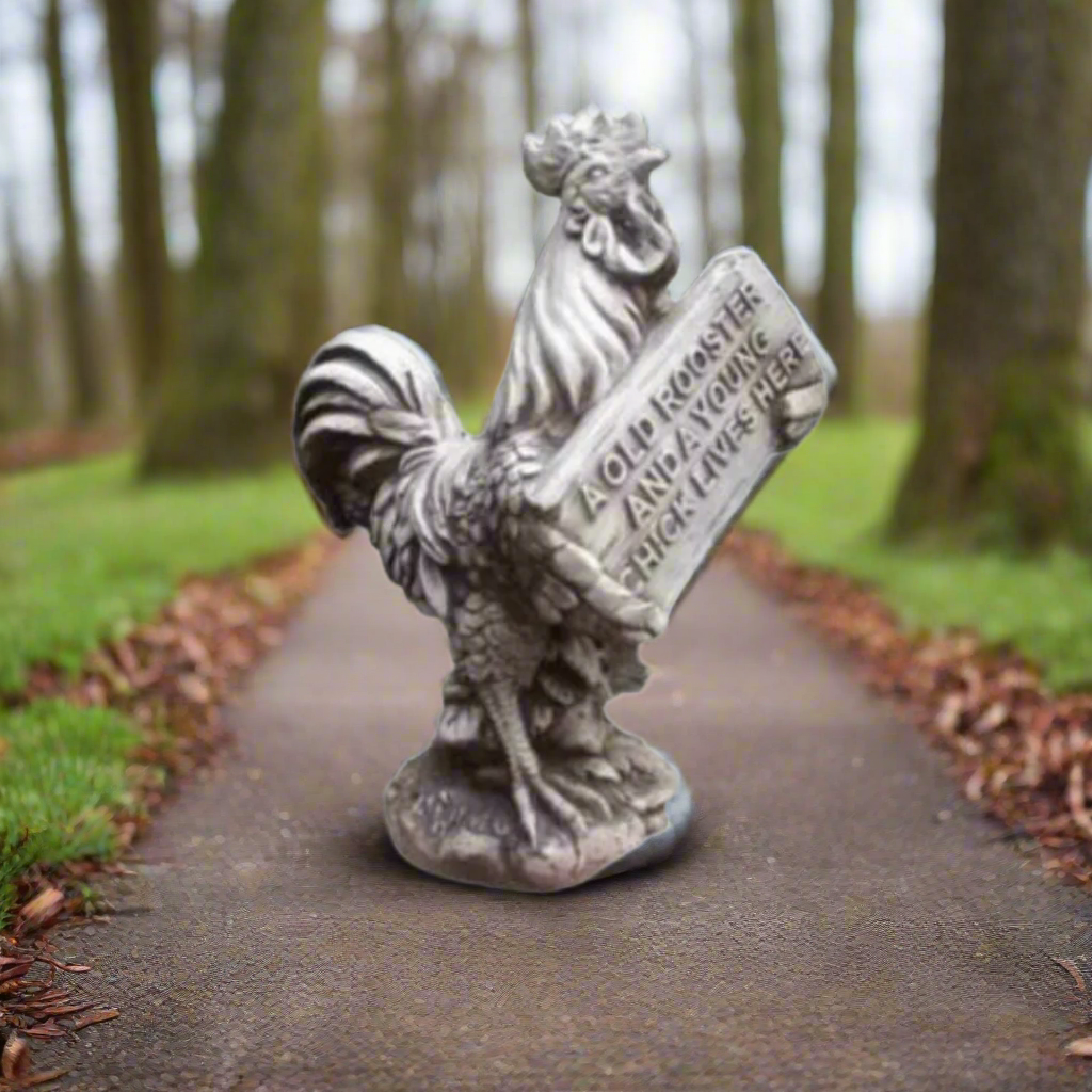 Old Rooster & Young Chick Statue