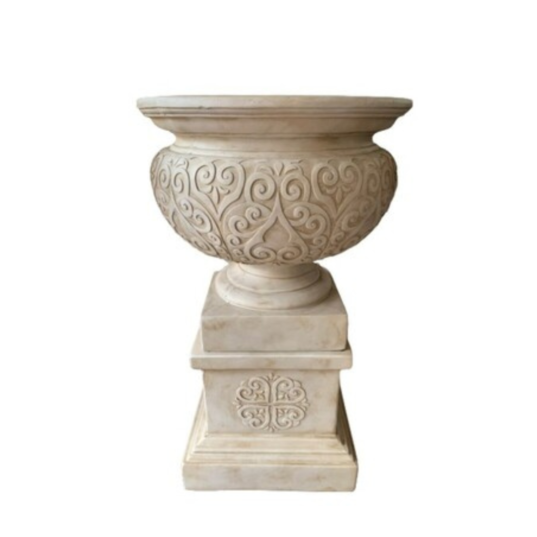 Renaissance Urn & Pedestal Set Sandstone
