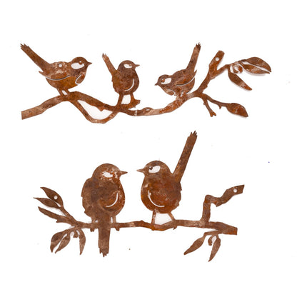 Wrens On Branch Silhouette Wall Art