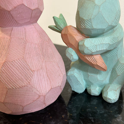 Carved Bunny Statues