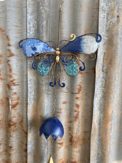 Blue Metal Butterfly Hanging