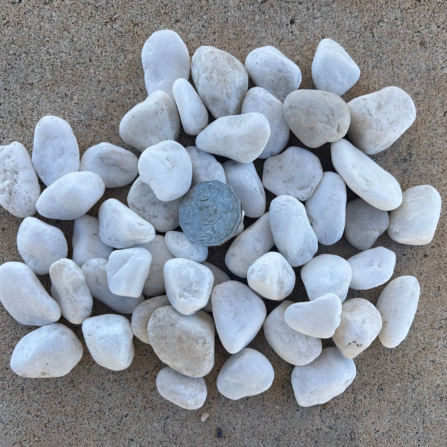 20kg Bagged - Natural Snow White Pebbles