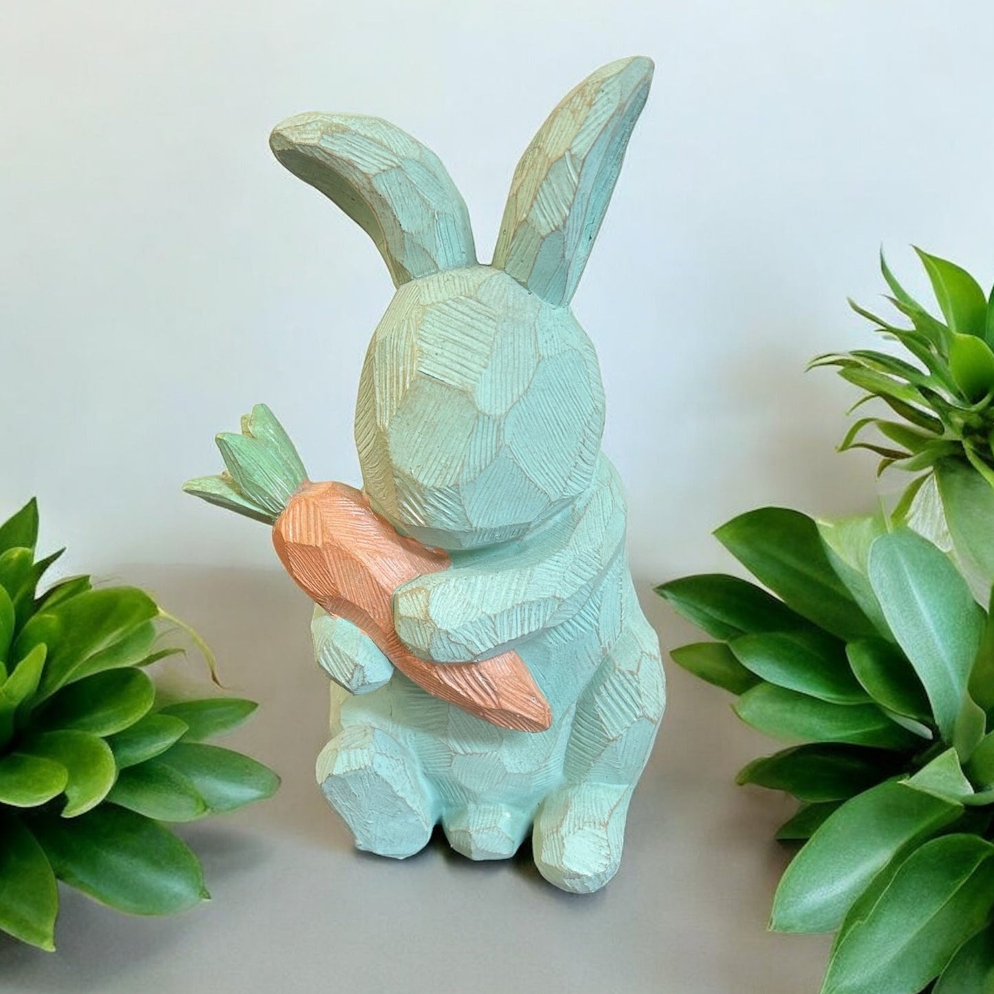 Carved Bunny Statues