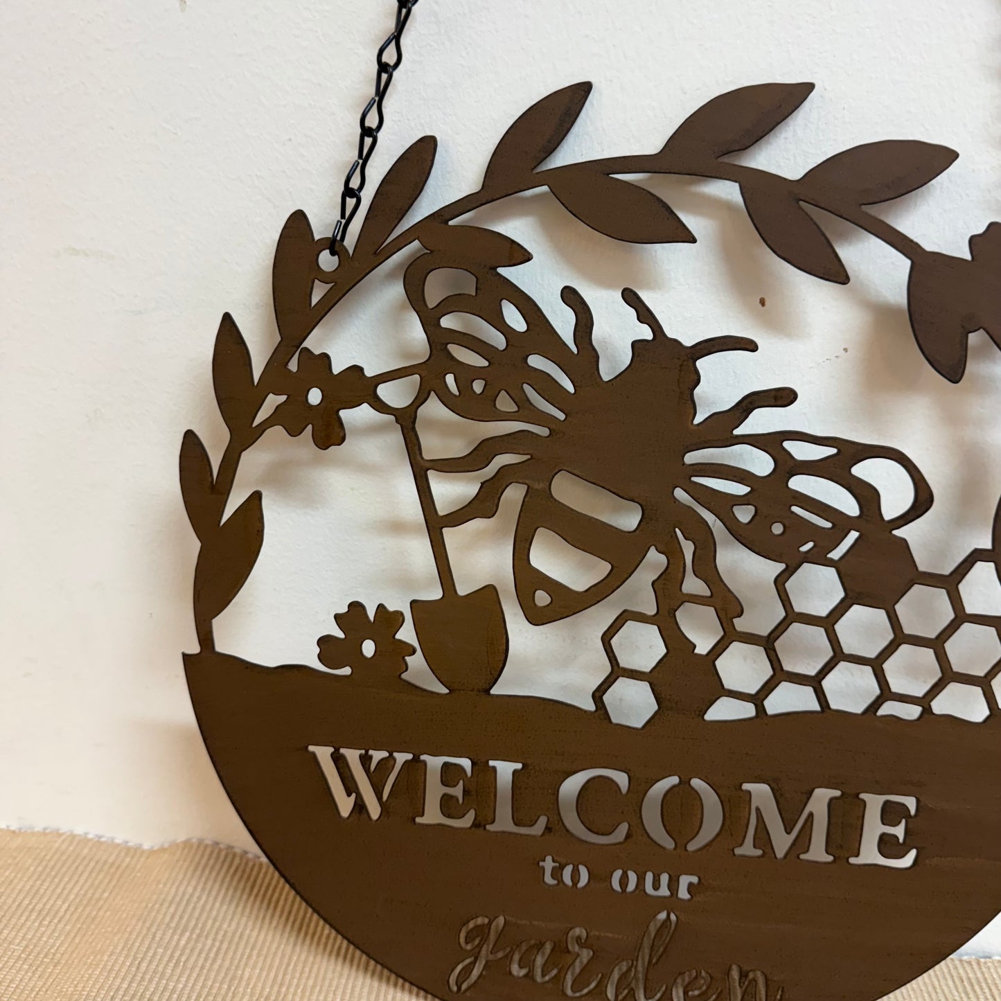 Welcome To Our Garden Bee Sign