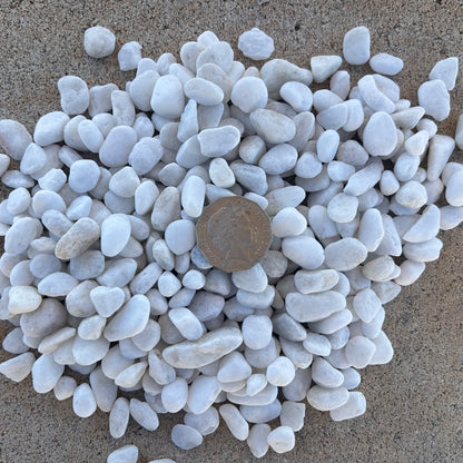 20kg Bagged - Natural Snow White Pebbles