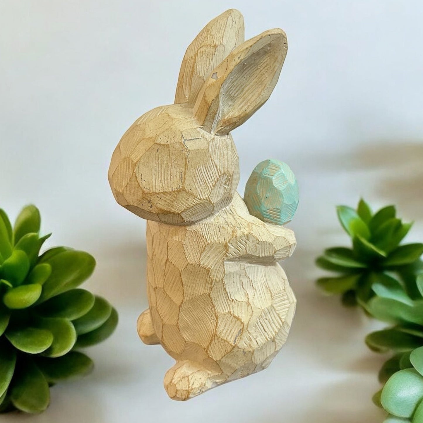 Carved Bunny Statues