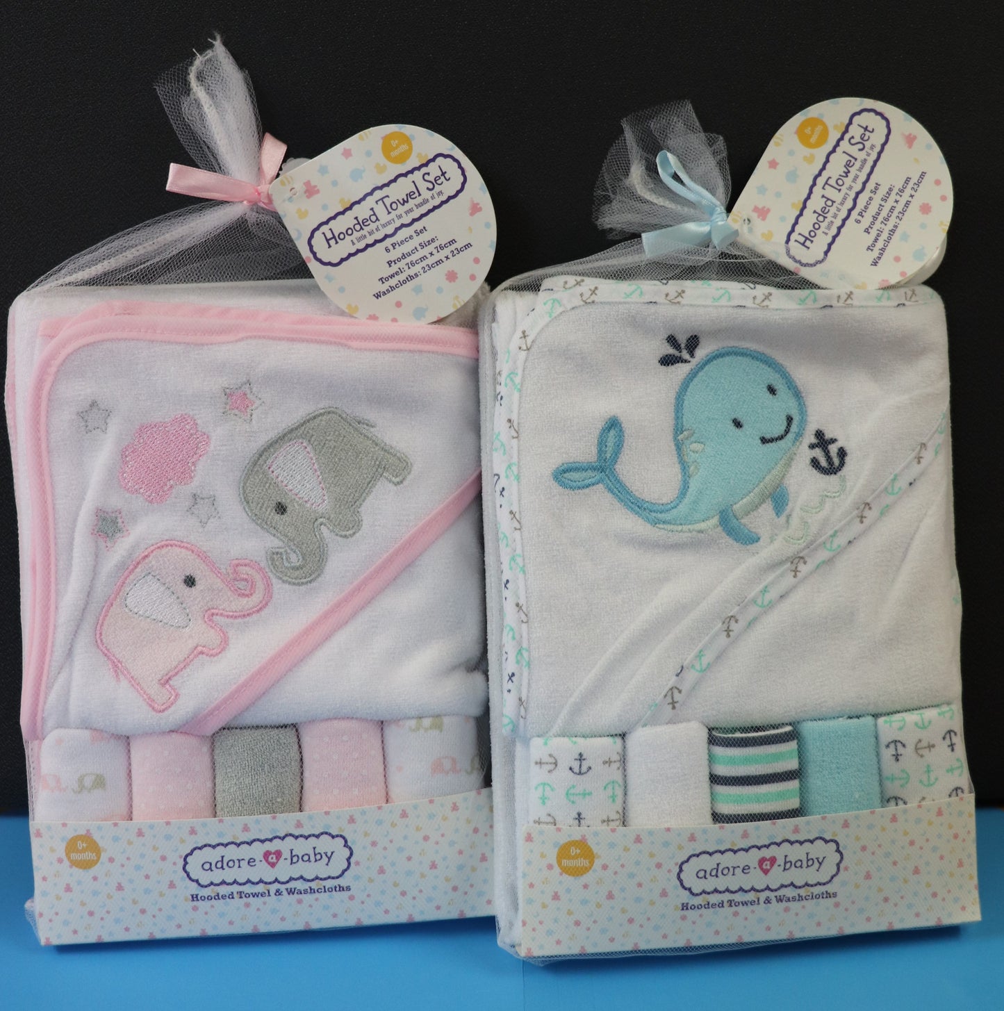 Adore-A-Baby Hooded Towel and Washcloth Set