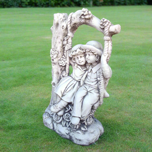 Boy & Girl On Swing Garden Statue