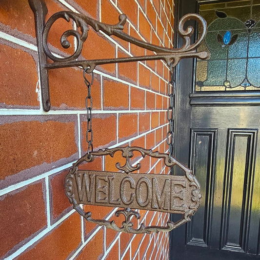 Cast Iron Hanging Welcome Sign