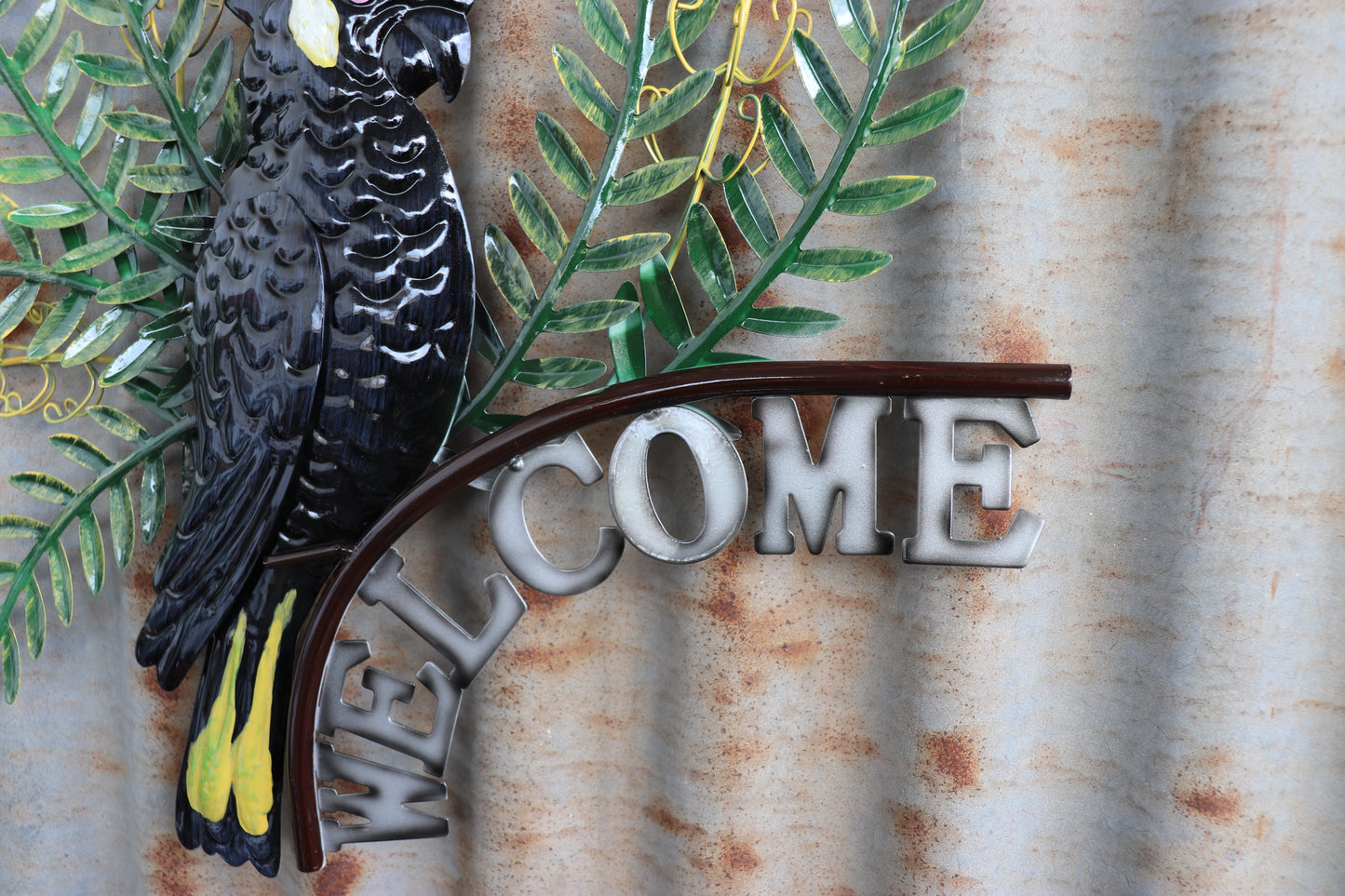 Black Cockatoo with Banksia Welcome