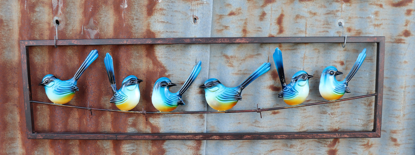 Blue Wren On Wire Wall Art