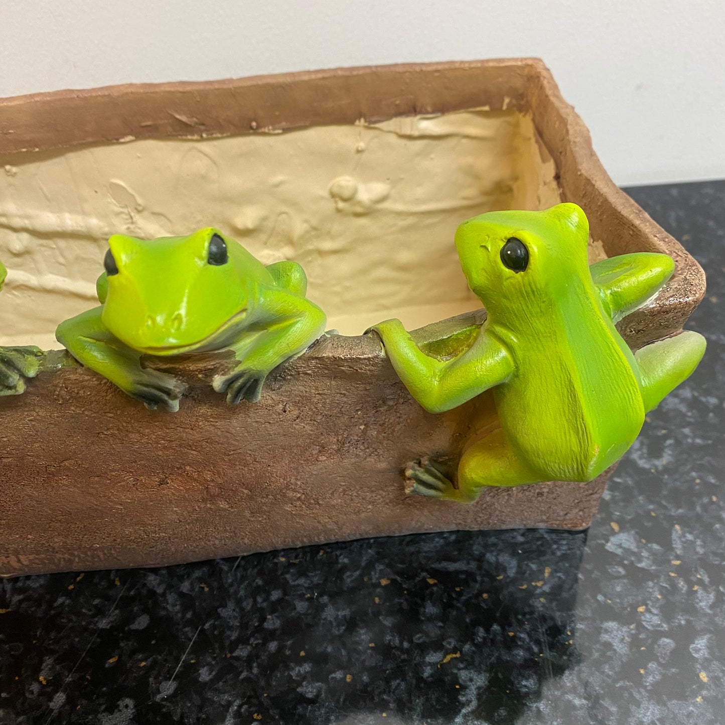 Rectangle Planter With Green Frogs