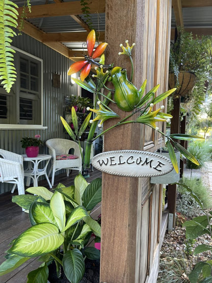 Frog Welcome With Dragonfly