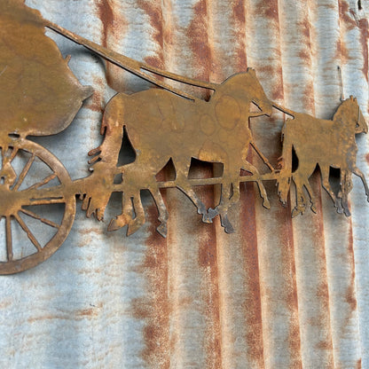 Horse & Cart Rust Metal Wall Art