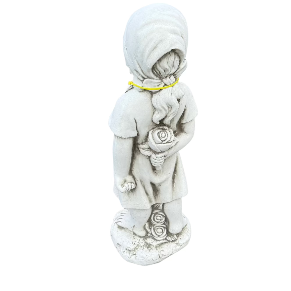 Girl Holding Roses Garden Statue