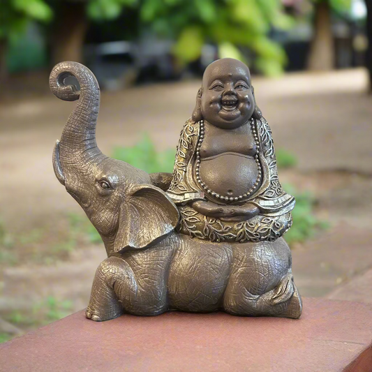 Happy Buddha On Elephant Statue