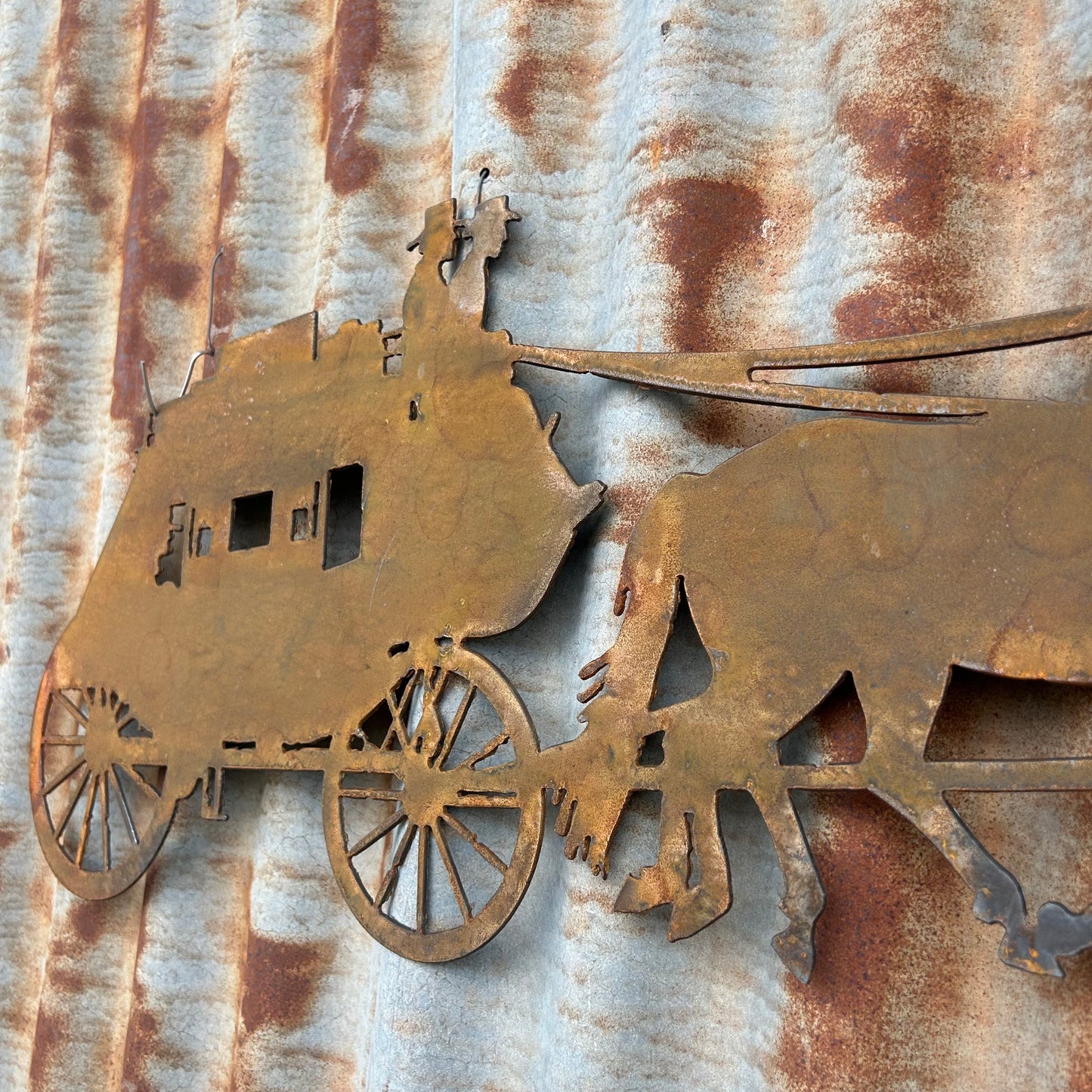 Horse & Cart Rust Metal Wall Art