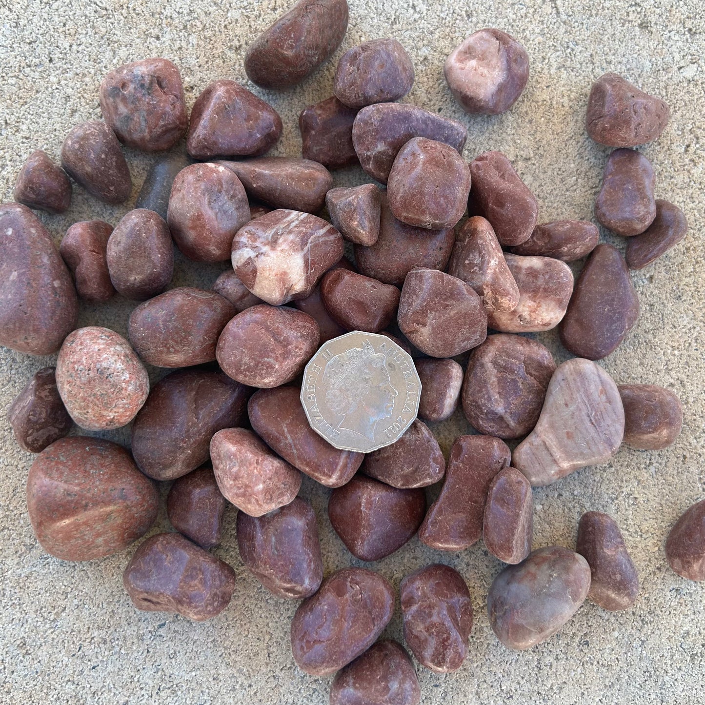 20kg Bagged - Polished Red Pebbles