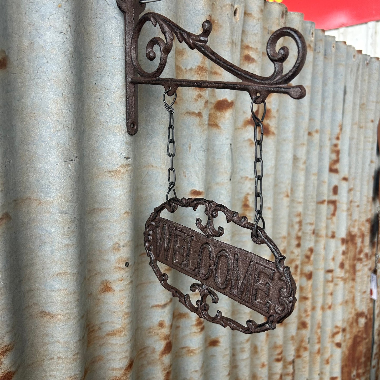 Cast Iron Hanging Welcome Sign