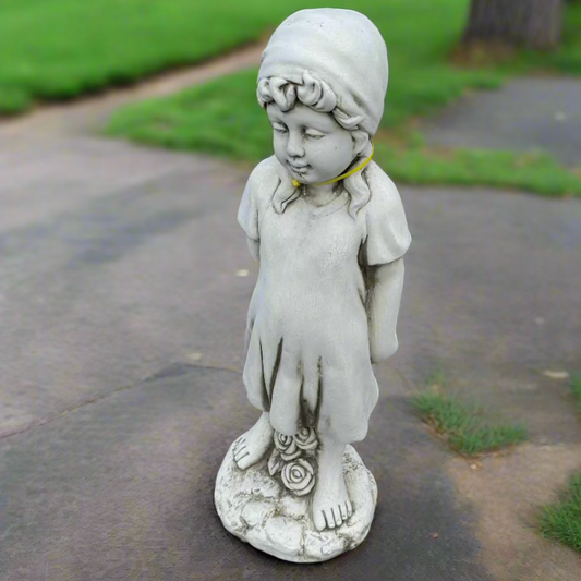 Girl Holding Roses Garden Statue