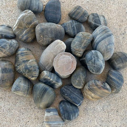 20kg Bagged - Polished Tiger Stripe Pebbles