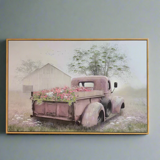 Rustic Flower Truck Framed Canvas