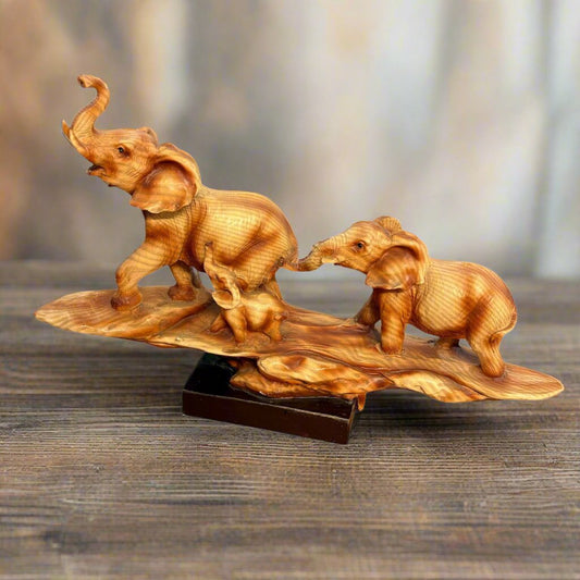 Carved Elephant Family