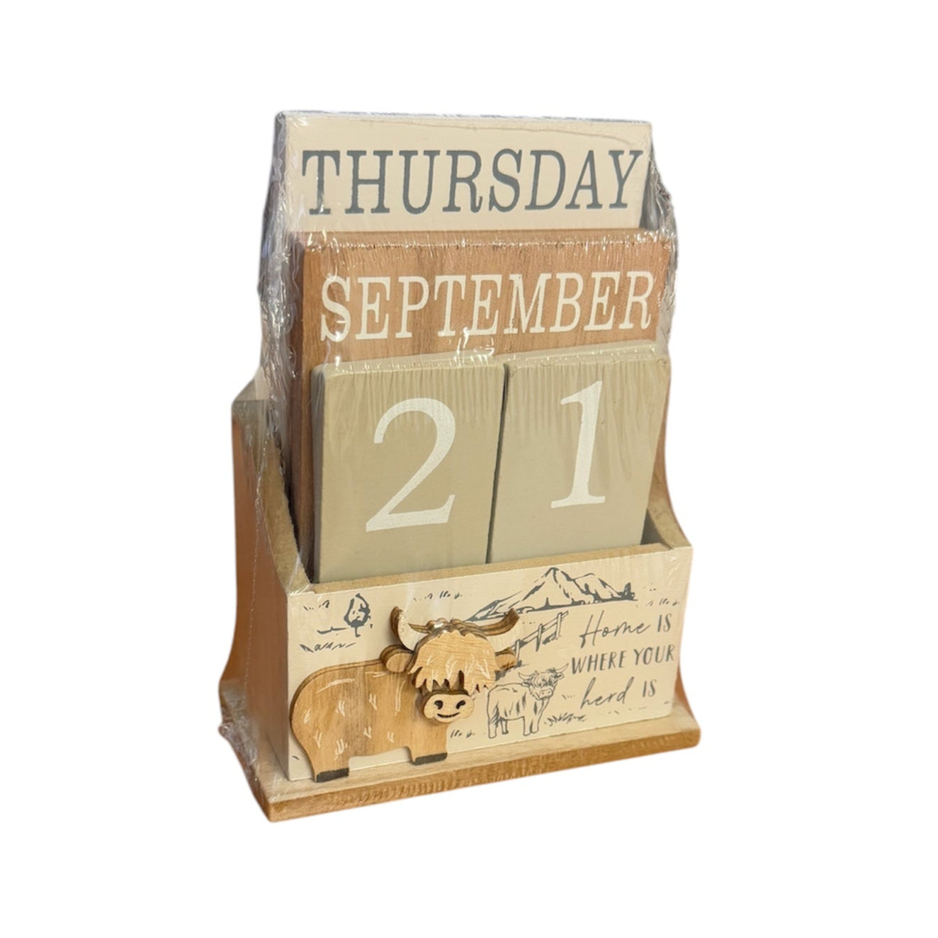 Highland Cow Calendar Block