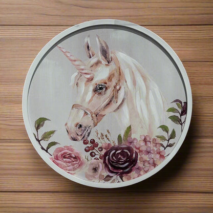 Unicorn Round Wooden Picture