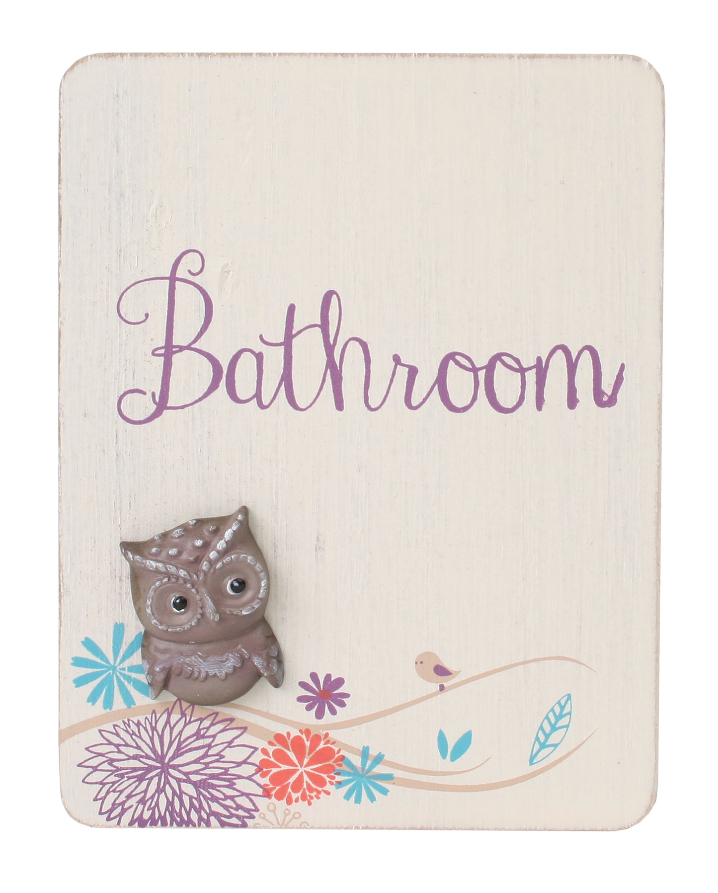 Tiny Owl Door Plaque Bathroom