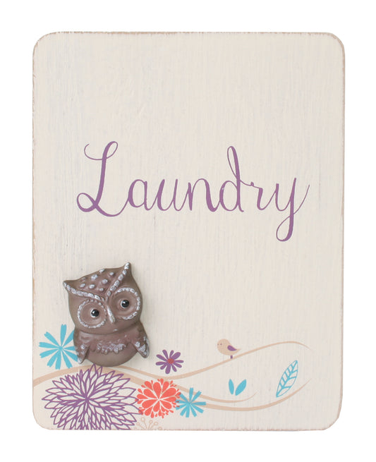 Tiny Owl Door Plaque Laundry