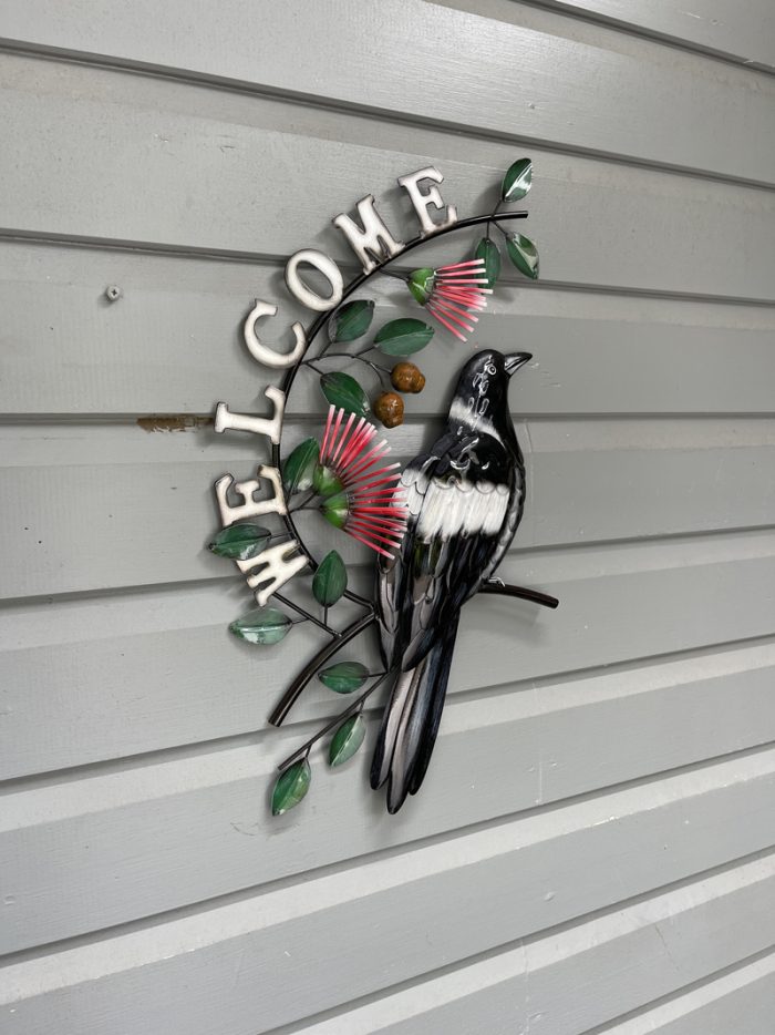 Magpie With Gumnut Flowers Welcome