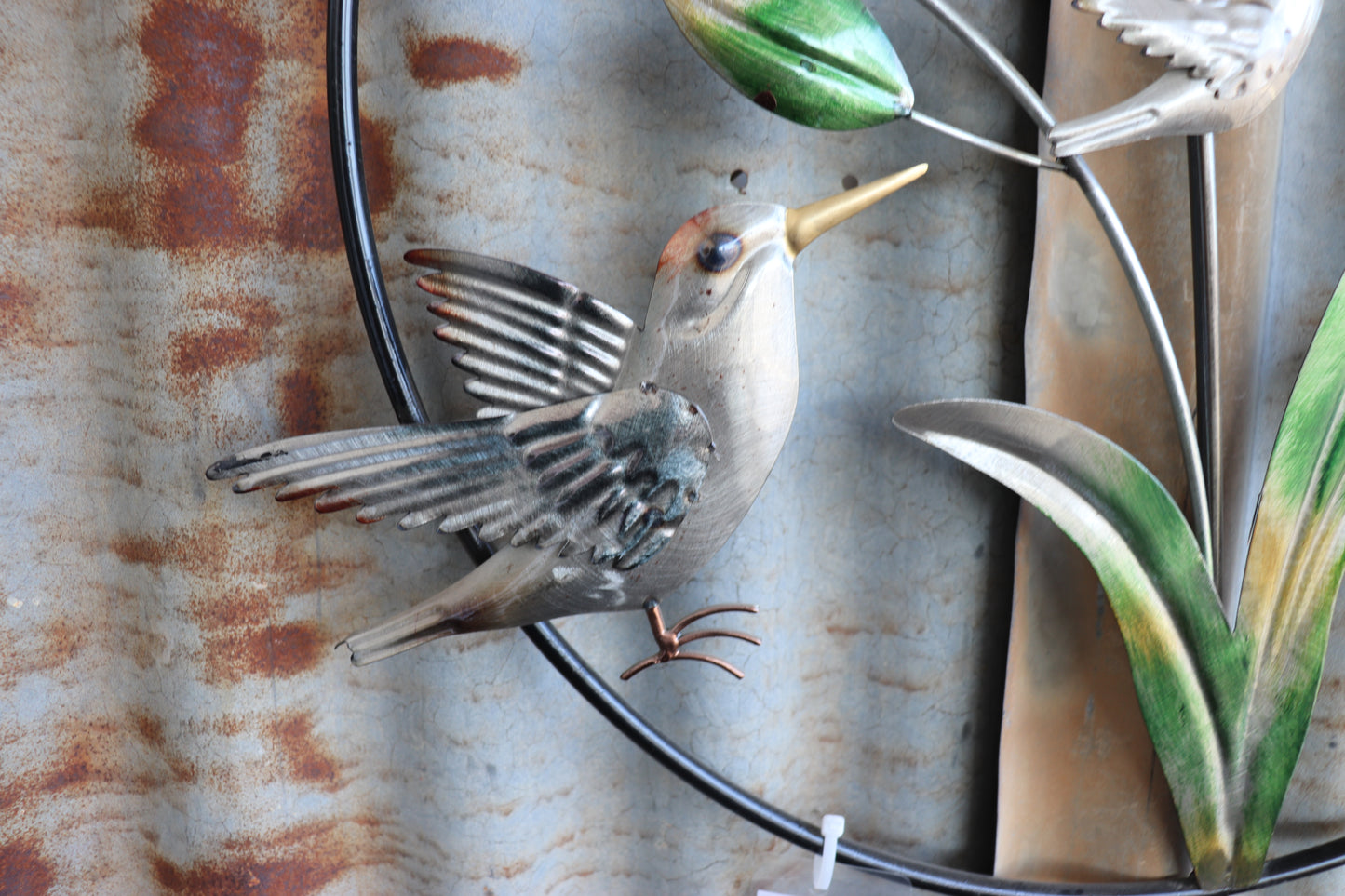 Metal Bird and Flowers Wall Decor