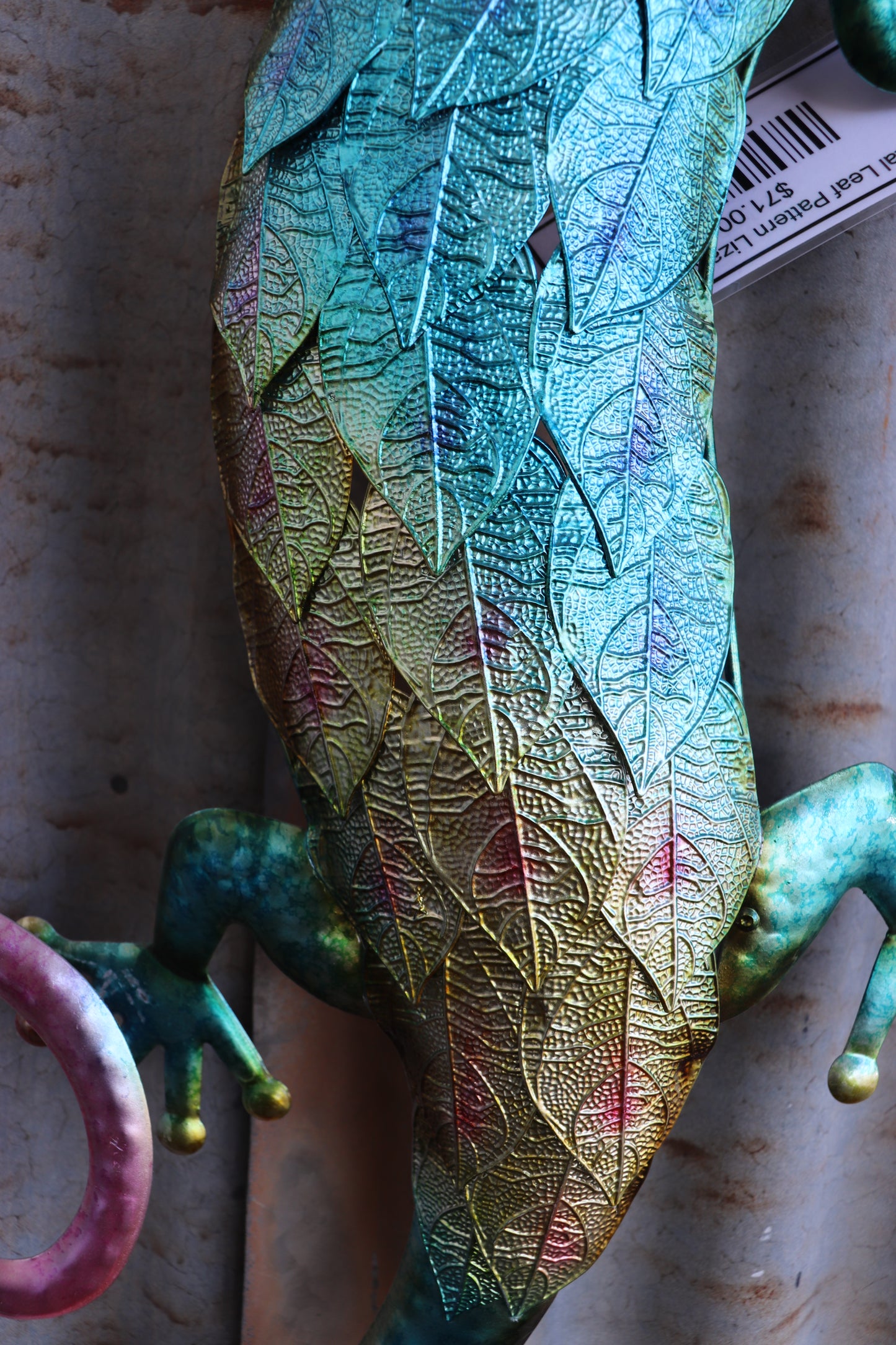 Metal Leaf Pattern Lizard Wall Art