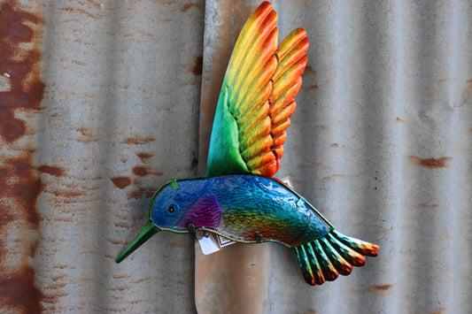 Metal & Glass Humming Bird Wall Art