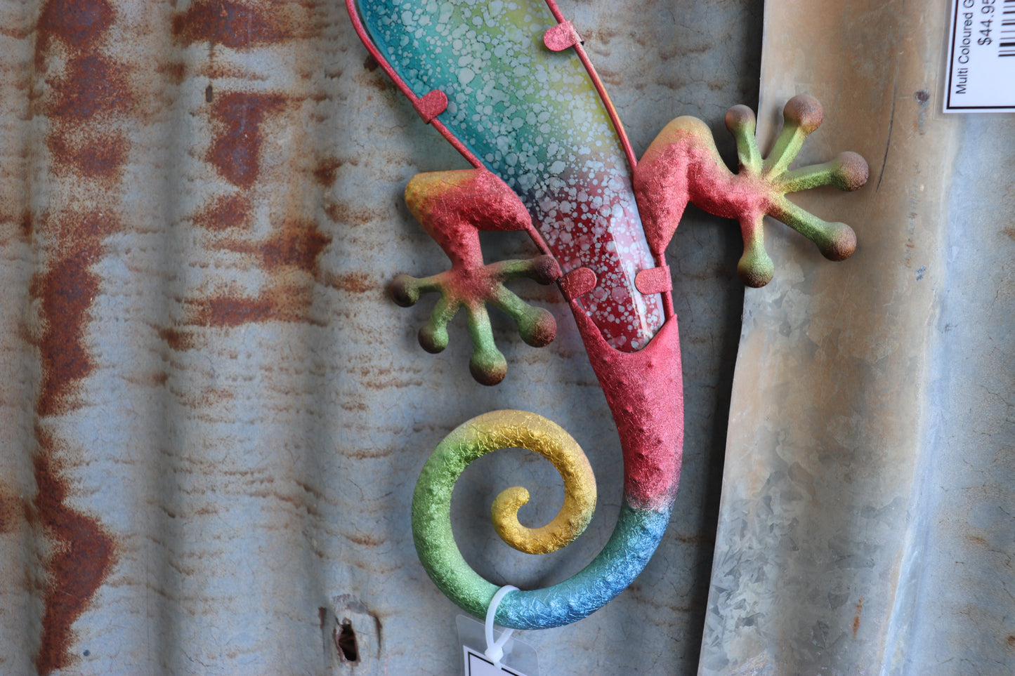 Multi Coloured Glass Lizard Wall Art