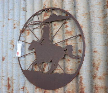 Rodeo In Wheel Wall Art