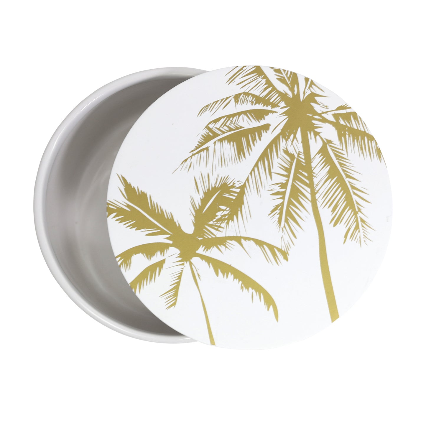 Tranquil Palm Medium Round Trinket Box