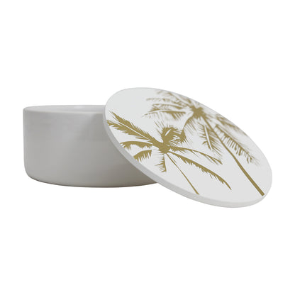 Tranquil Palm Medium Round Trinket Box