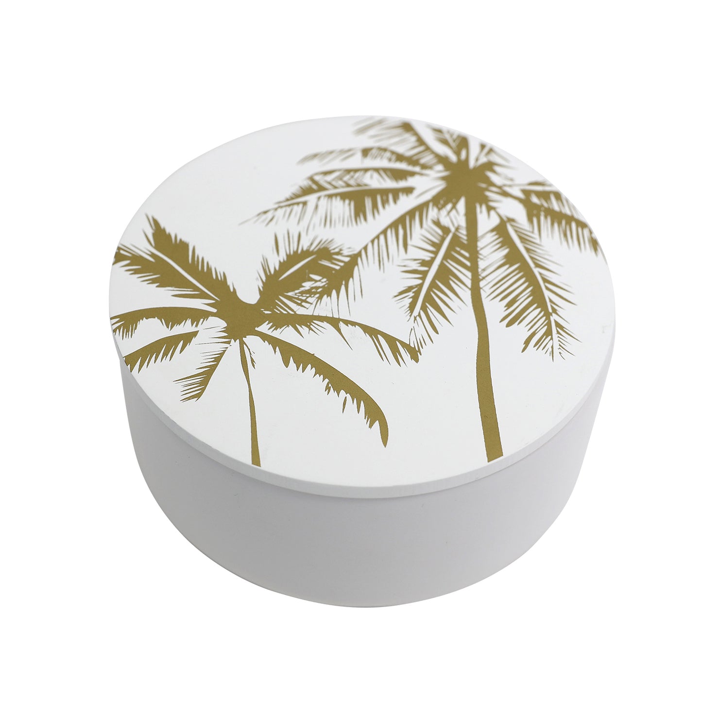 Tranquil Palm Medium Round Trinket Box