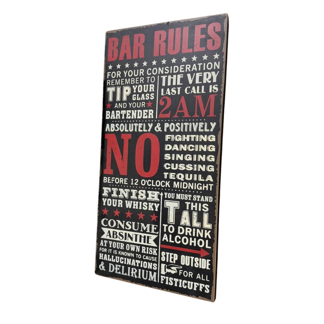Wall Deco Bar Rules 40x80cm
